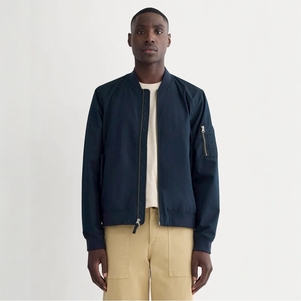 Everlane Uniform Men's The Bomber Jacket Deep Navy Full Zip‎ Front Size S